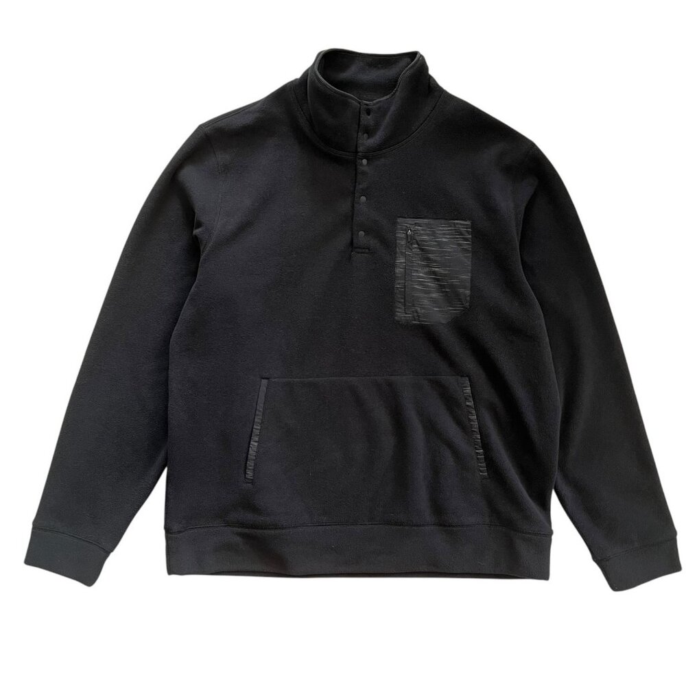 Kit & Ace‎ Mens 1/4 Snap Fleece Black Size Large Outdoor Hiking Athleisure